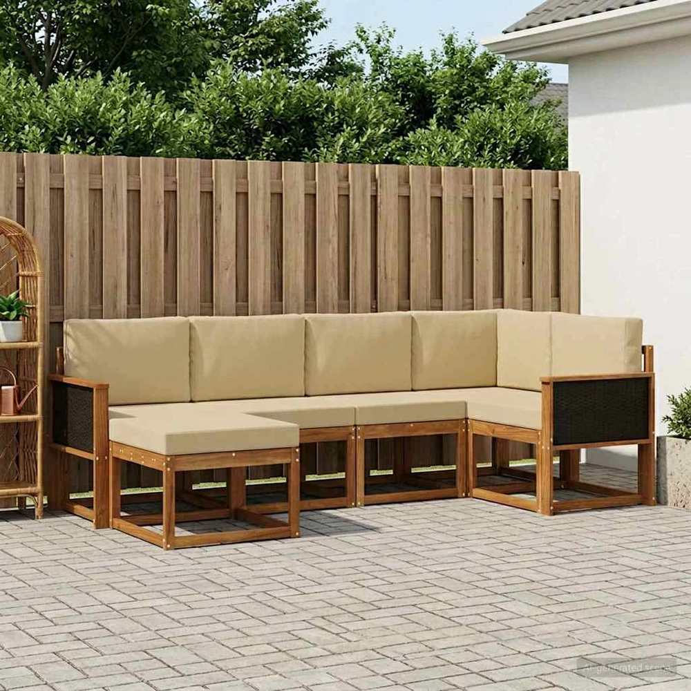 Lauko sofos komplektas 6 vnt. 6 vietos Natūralus ir bežinis