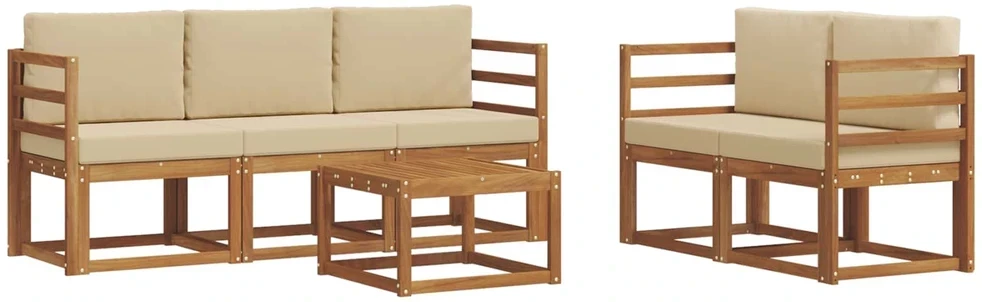 Lauko sofos komplektas 6 vnt. 5 vietos Natūralus ir bežinis