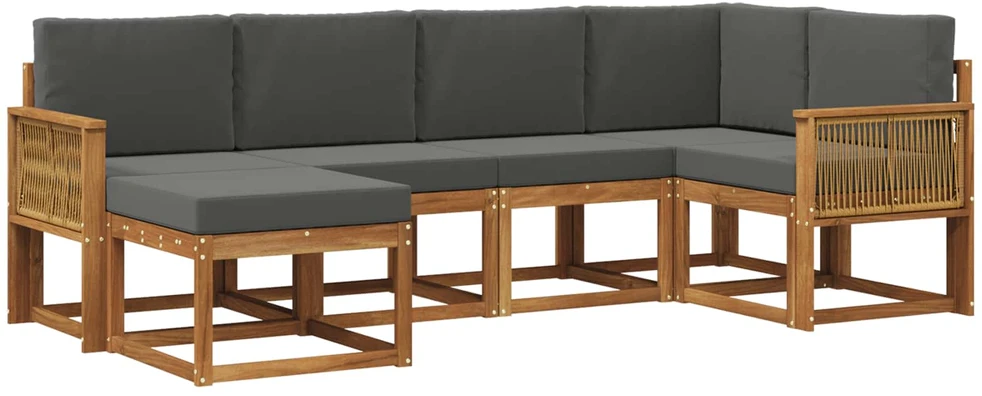 Lauko sofos komplektas 6 vnt. 6 vietos Natūralus ir antracitas