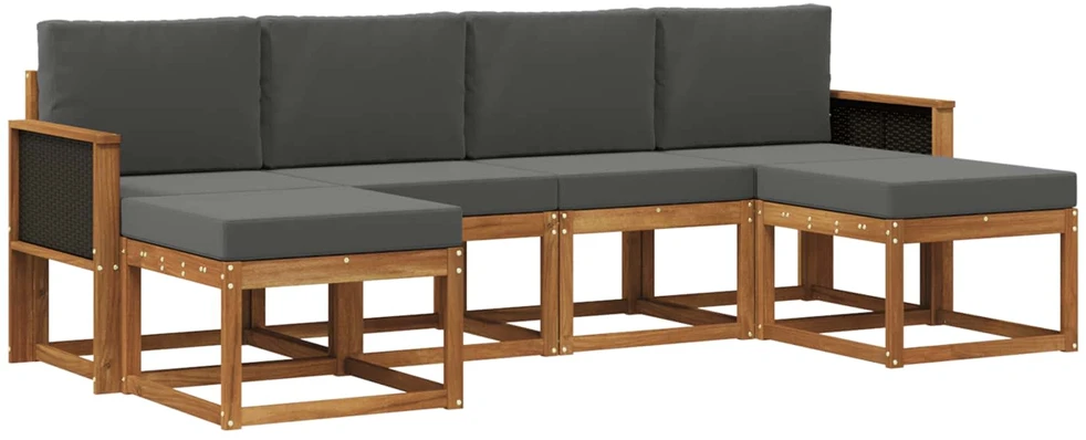 Lauko sofos komplektas 6 vnt. 6 vietos Natūralus ir antracitas