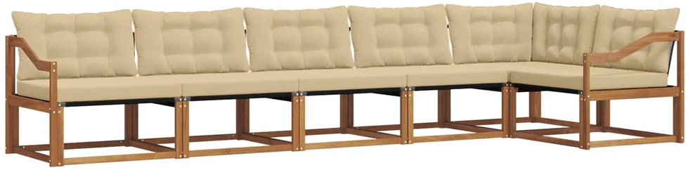 Lauko sofos komplektas 6 vnt. Natūralus ir bežinis