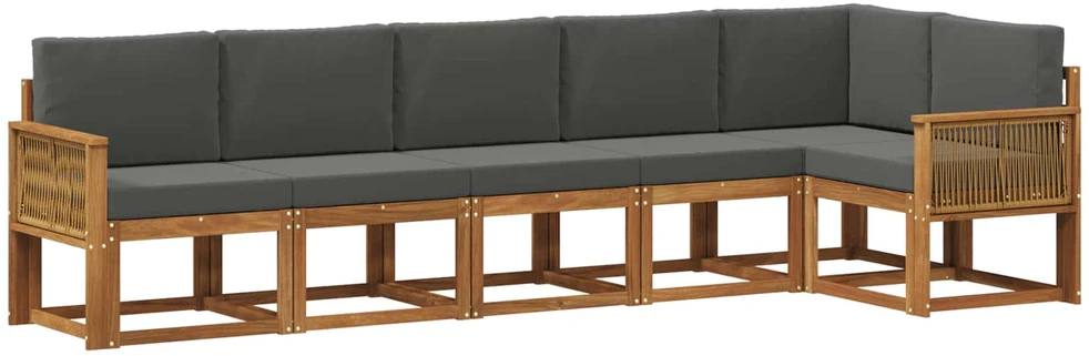 Lauko sofos komplektas 6 vnt. 6 vietos Natūralus ir antracitas