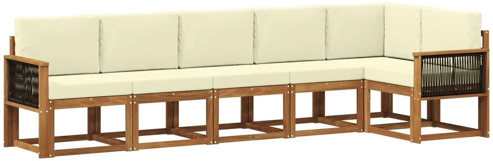 Lauko sofos komplektas 6 vnt. 6 vietos Natūralus ir grietinėlė