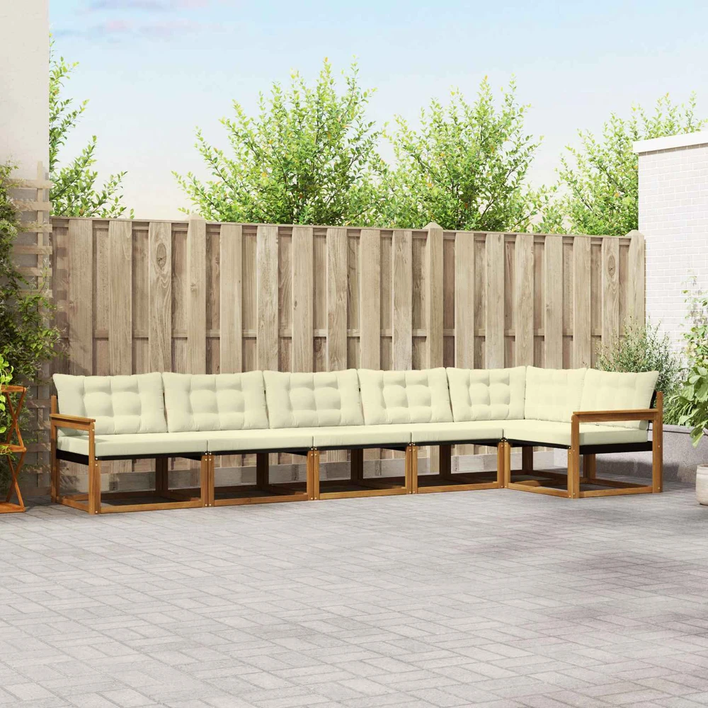 Lauko sofos komplektas 6 vnt. Natūralus ir grietinėlė