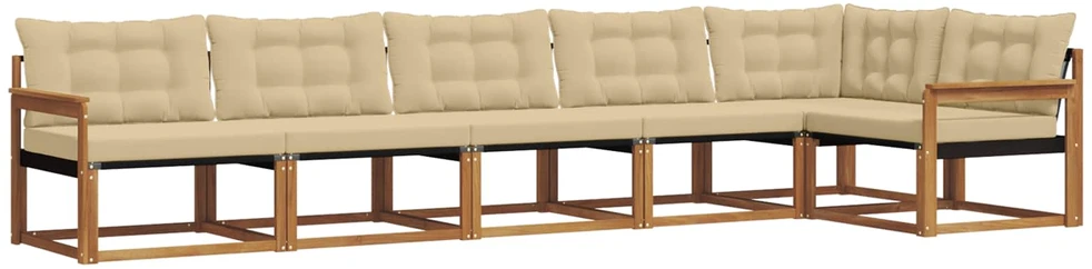 Lauko sofos komplektas 6 vnt. Natūralus ir bežinis
