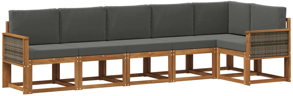 Lauko sofos komplektas 6 vnt. 6 vietos Natūralus ir antracitas