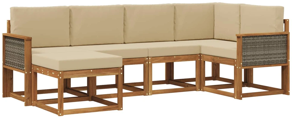 Lauko sofos komplektas 6 vnt. 6 vietos Natūralus ir bežinis