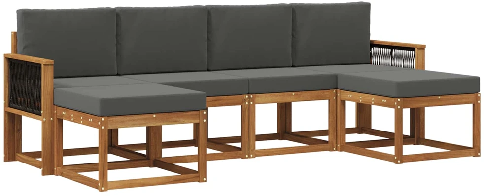 Lauko sofos komplektas 6 vnt. 6 vietos Natūralus ir antracitas