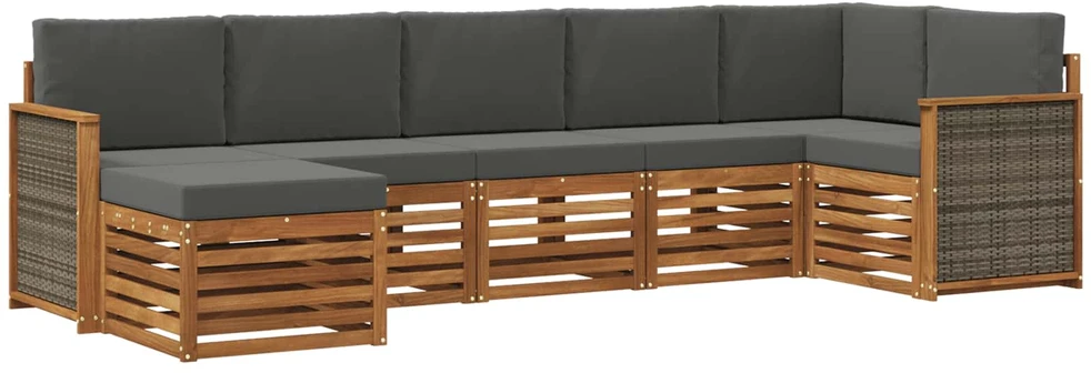 Lauko sofos komplektas 6 vnt. Natūralus ir antracitas