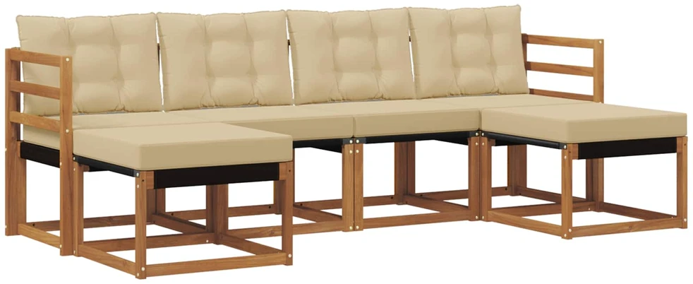 Lauko sofos komplektas 6 vnt. Natūralus ir bežinis