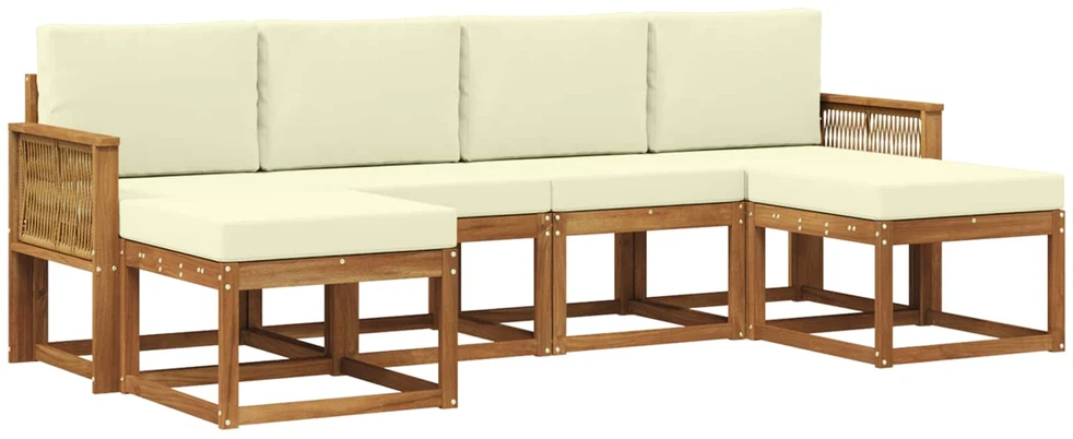 Lauko sofos komplektas 6 vnt. 6 vietos Natūralus ir grietinėlė
