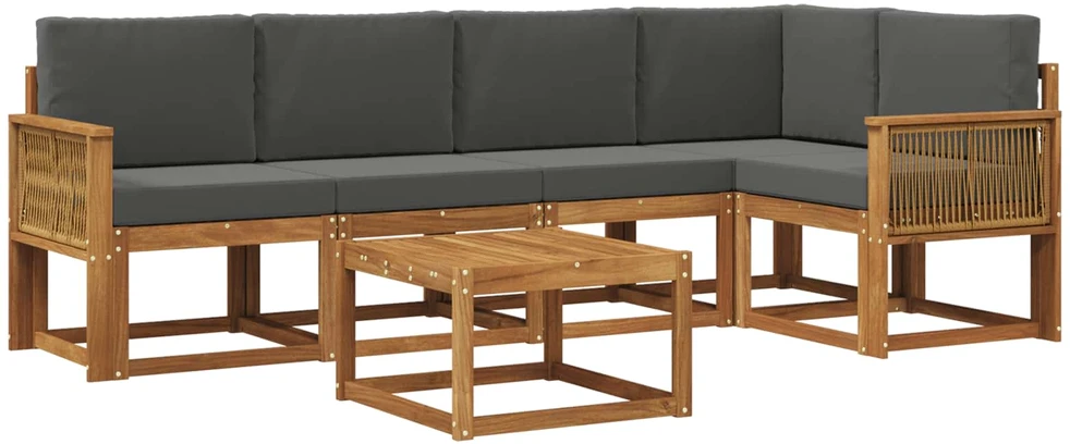 Lauko sofos komplektas 6 vnt. 5 vietos Natūralus ir antracitas