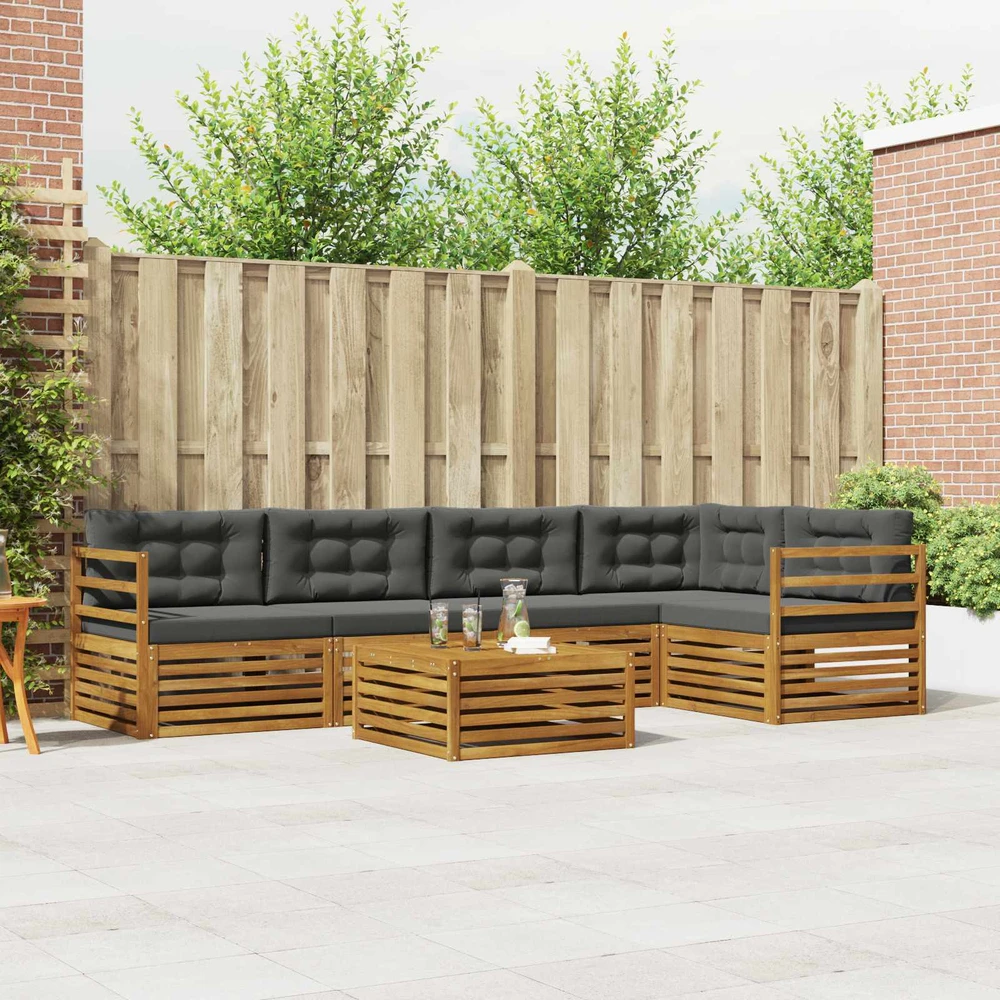 Lauko sofos komplektas 6 vnt. Natūralus ir antracitas