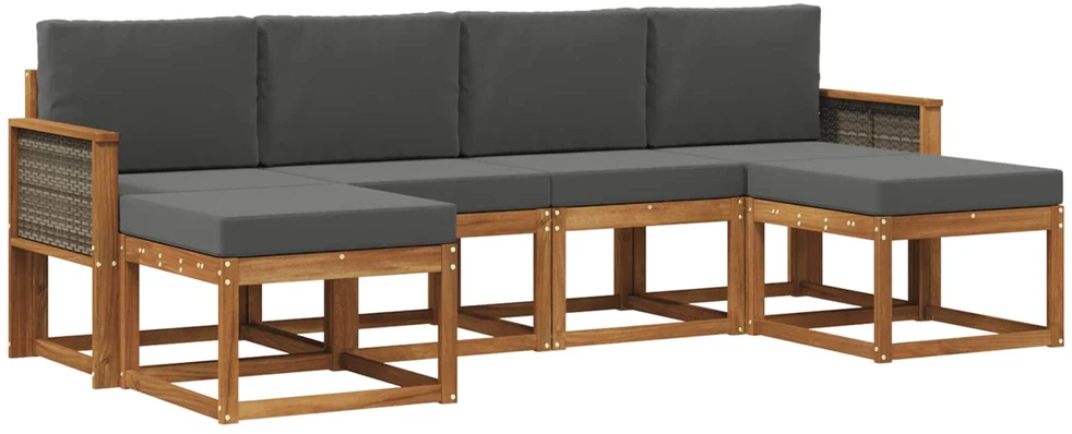 Lauko sofos komplektas 6 vnt. 6 vietos Natūralus ir antracitas