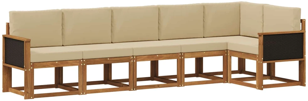 Lauko sofos komplektas 6 vnt. 6 vietos Natūralus ir bežinis