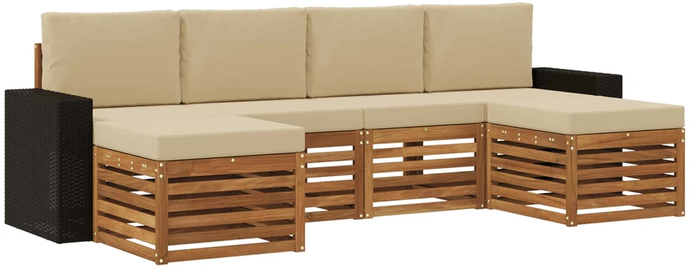 Lauko sofos komplektas 6 vnt. 6 vietos Natūralus ir bežinis