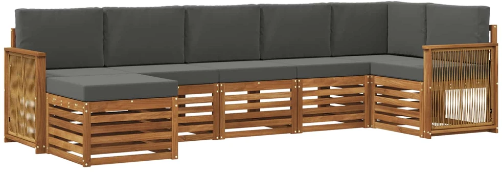 Lauko sofos komplektas 6 vnt. Natūralus ir antracitas