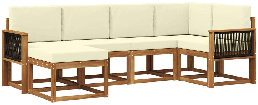 Lauko sofos komplektas 6 vnt. 6 vietos Natūralus ir grietinėlė
