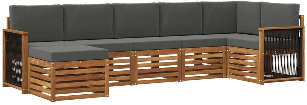 Lauko sofos komplektas 6 vnt. Natūralus ir antracitas