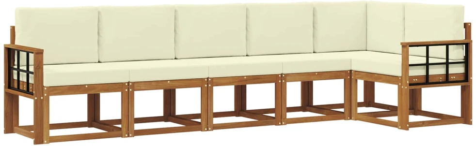 Lauko sofos komplektas 6 vnt. Natūralus ir grietinėlė