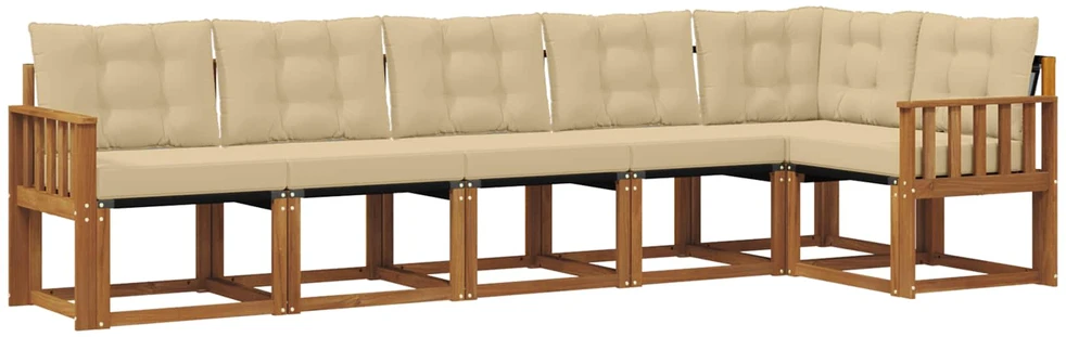 Lauko sofos komplektas 6 vnt. 6 vietos Natūralus ir bežinis