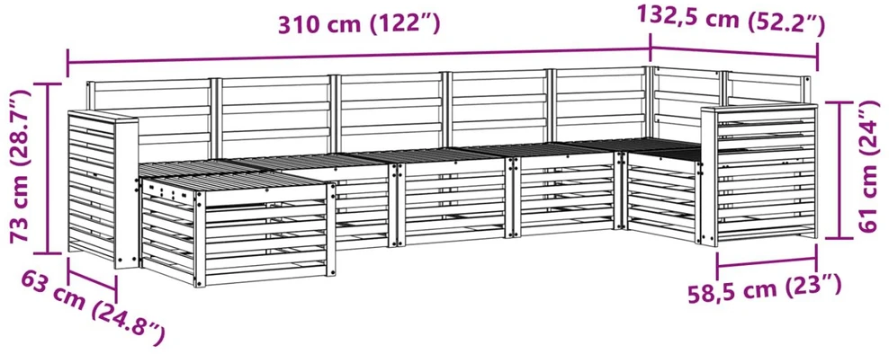 Lauko sofos komplektas 7 vnt. Balta