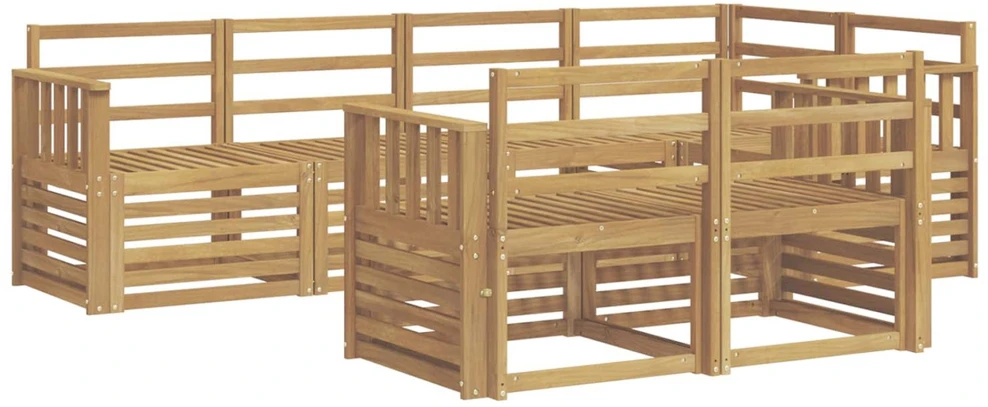 Lauko sofos komplektas 7 vnt. Balta Kietos akacijos mediena