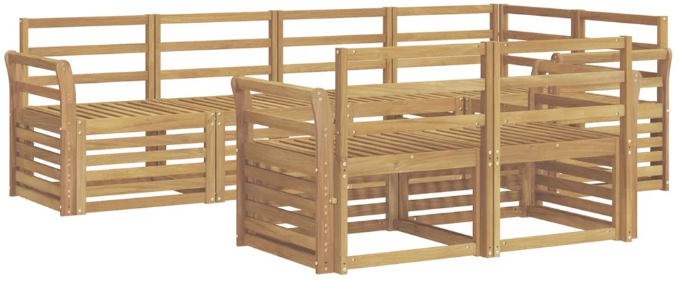 Lauko sofos komplektas 7 vnt. Balta Kietos akacijos mediena