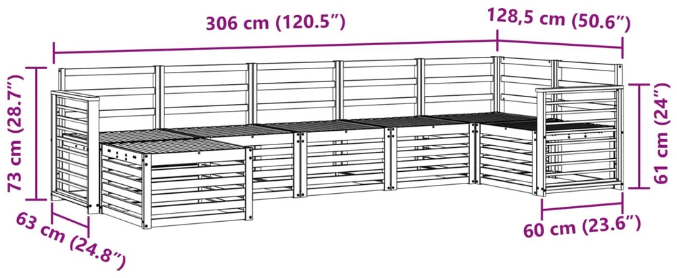 Lauko sofos komplektas 7 vnt. Balta