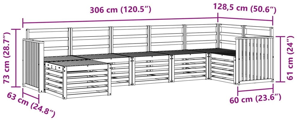 Lauko sofos komplektas 7 vnt. Balta