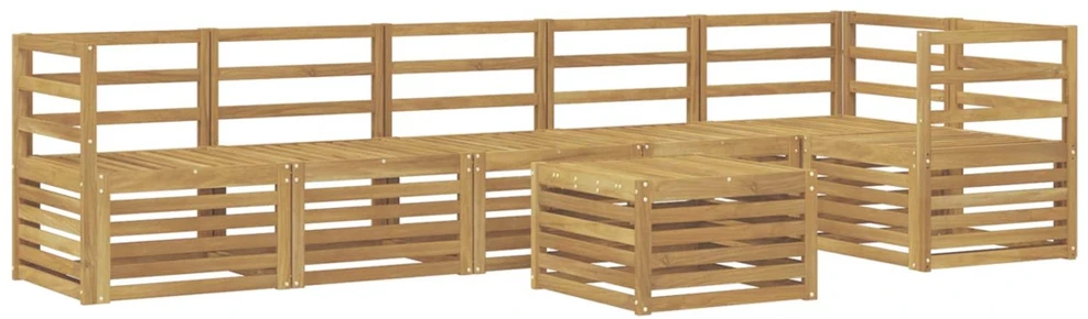 Lauko sofos komplektas 7 vnt. Balta Kietos akacijos mediena