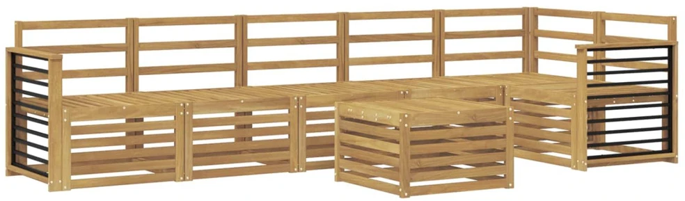 Lauko sofos komplektas 7 vnt. Balta Kietos akacijos mediena