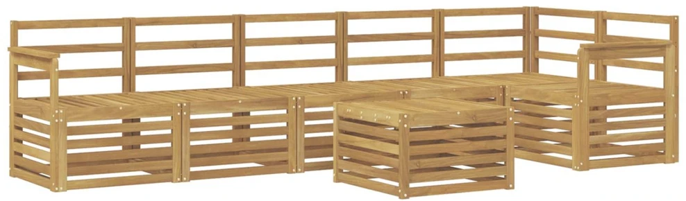 Lauko baldų komplektas Lauko sofos komplektas 7 vnt. Balta Kietos akacijos mediena