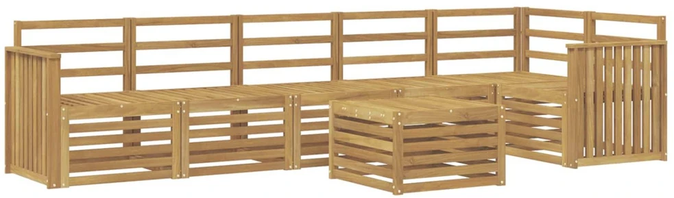 Lauko sofos komplektas 7 vnt. Balta Kietos akacijos mediena