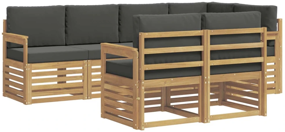 Lauko sofos komplektas 7 vnt. Balta ir antracito Poliesteris