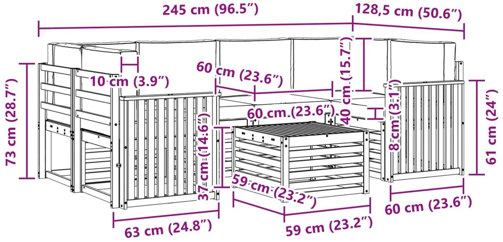 Lauko sofos komplektas 7 vnt. Balta ir antracito Poliesteris