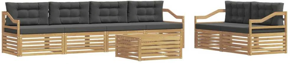 Lauko sofos komplektas 7 vnt. Balta ir antracito Poliesteris