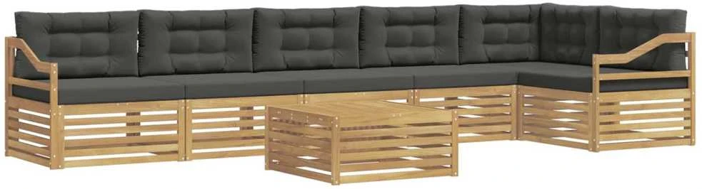 Lauko sofos komplektas 7 vnt. Balta ir antracito Poliesteris