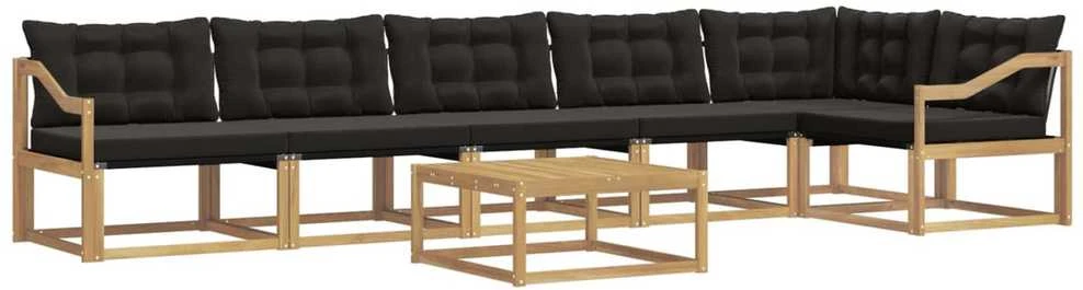 Lauko sofos komplektas 7 vnt. Balta ir juoda