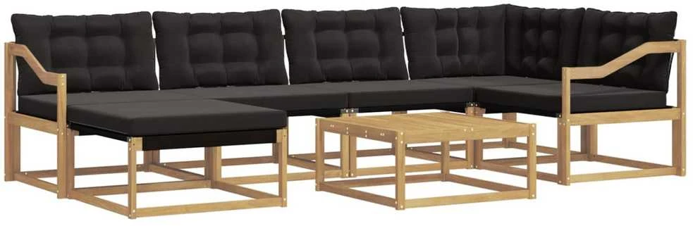 Lauko sofos komplektas 7 vnt. Balta ir juoda