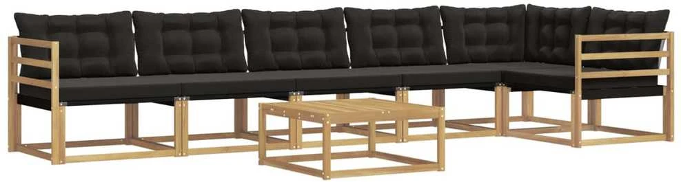 Lauko sofos komplektas 7 vnt. Balta ir juoda