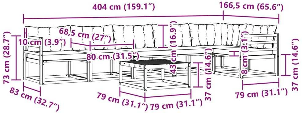 Lauko sofos komplektas 7 vnt. Balta ir juoda