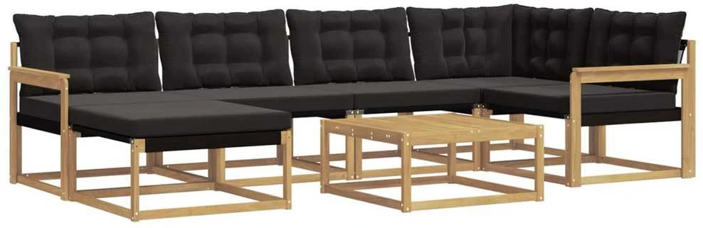 Lauko sofos komplektas 7 vnt. Balta ir juoda
