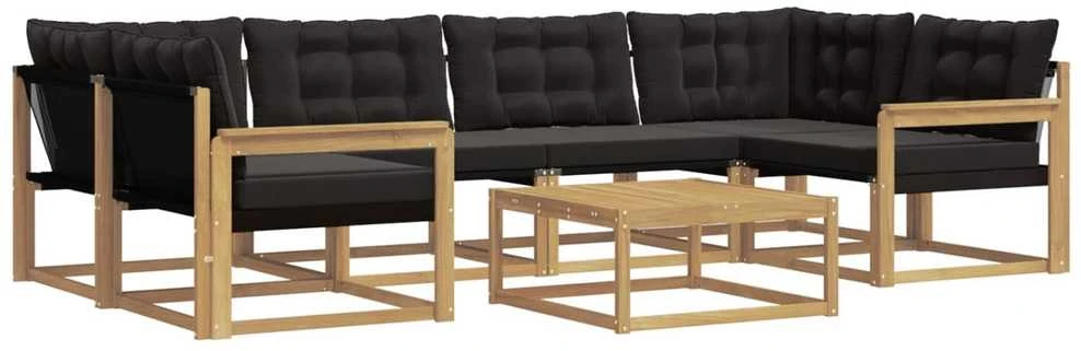 Lauko sofos komplektas 7 vnt. Balta ir juoda