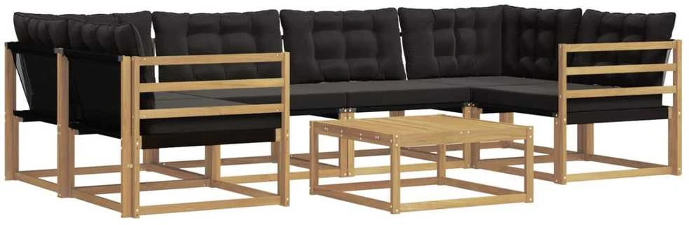 Lauko sofos komplektas 7 vnt. Balta ir juoda