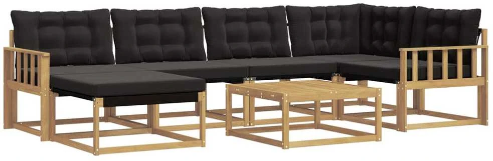 Lauko sofos komplektas 7 vnt. Balta ir juoda