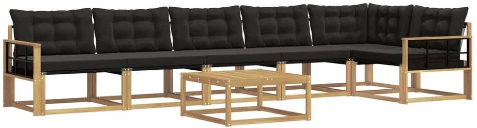 Lauko sofos komplektas 7 vnt. Balta ir juoda
