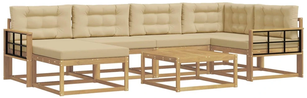 Lauko sofos komplektas 7 vnt. Balta ir kreminė