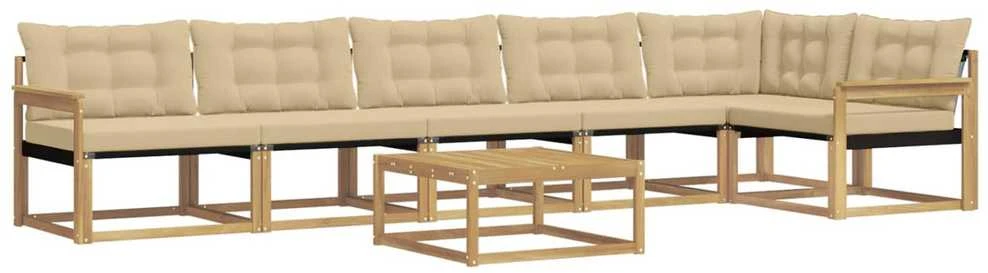Lauko sofos komplektas 7 vnt. Balta ir kreminė