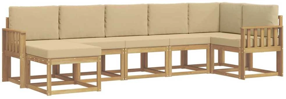 Lauko sofos komplektas 7 vnt. Balta ir kreminė Poliesteris